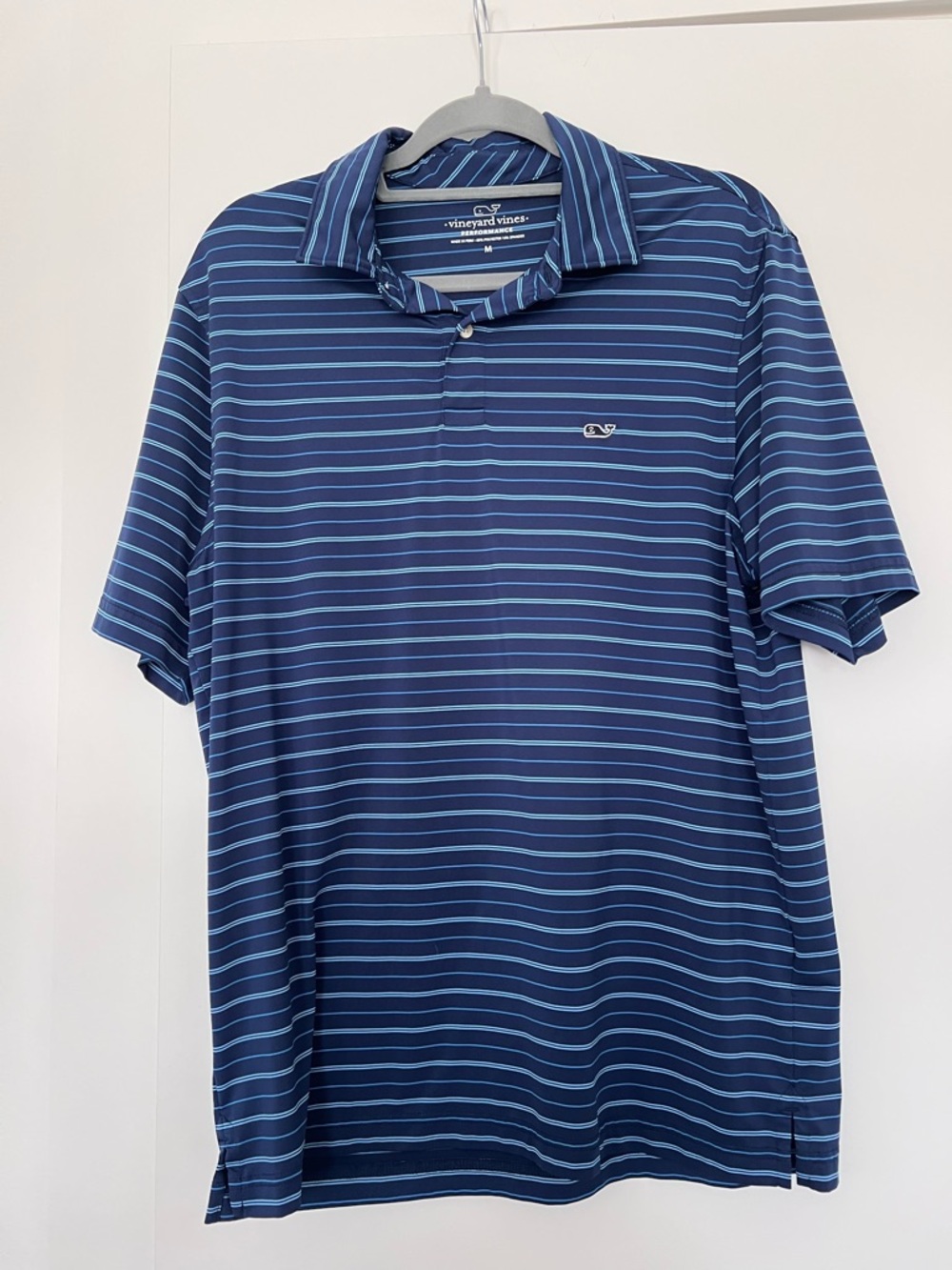 Vineyard Vines Navy and Light Blue Striped Polo